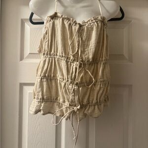 La Armario Beige Ruffled Women's Top